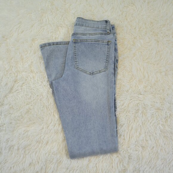 Ashley Mason Premium Jeans Boot Cut With Pink Flowers Juniors Size 0/24 - Picture 4 of 5